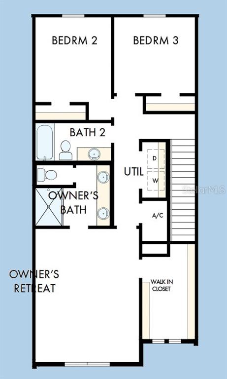 This is a floor plan for the upper level of a home featuring three bedrooms — 5592 COOPERS HAWK CT, ST CLOUD, FL
