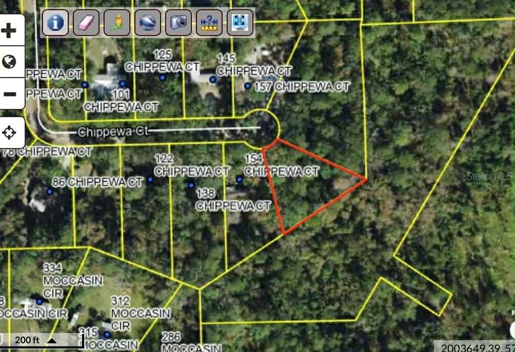 An aerial map shows a highlighted triangular residential lot at the end of a cul-de-sac — CHIPPEWA COURT, HAVANA, FL