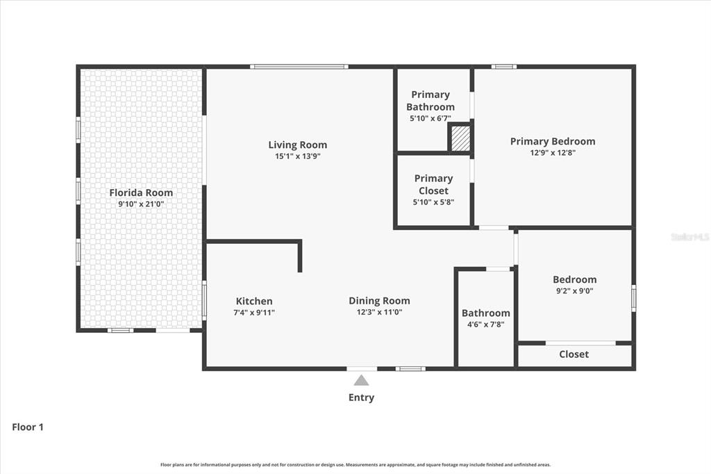 This is a floor plan for a single-story home with two bedrooms and two bathrooms — 6167 ORIOLE BOULEVARD, ENGLEWOOD, FL