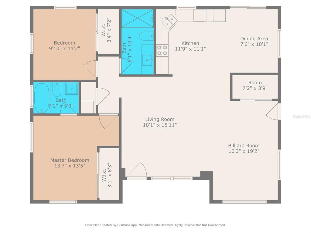 This is a floor plan showing a two-bedroom apartment with a living room and kitchen — 16145 SNOW MEMORIAL HIGHWAY, BROOKSVILLE, FL