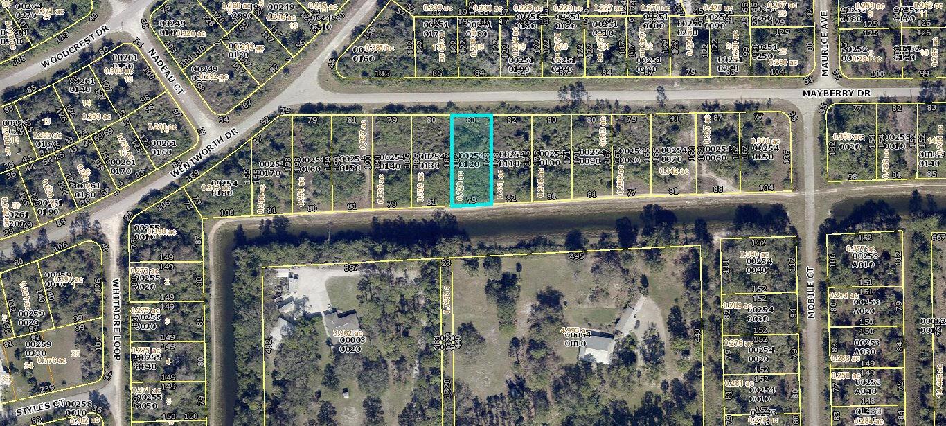 This is a tax map showing residential property lot lines and parcel numbers — 1806 Mayberry Drive, Lehigh Acres FL 33972, LEHIGH ACRES, FL