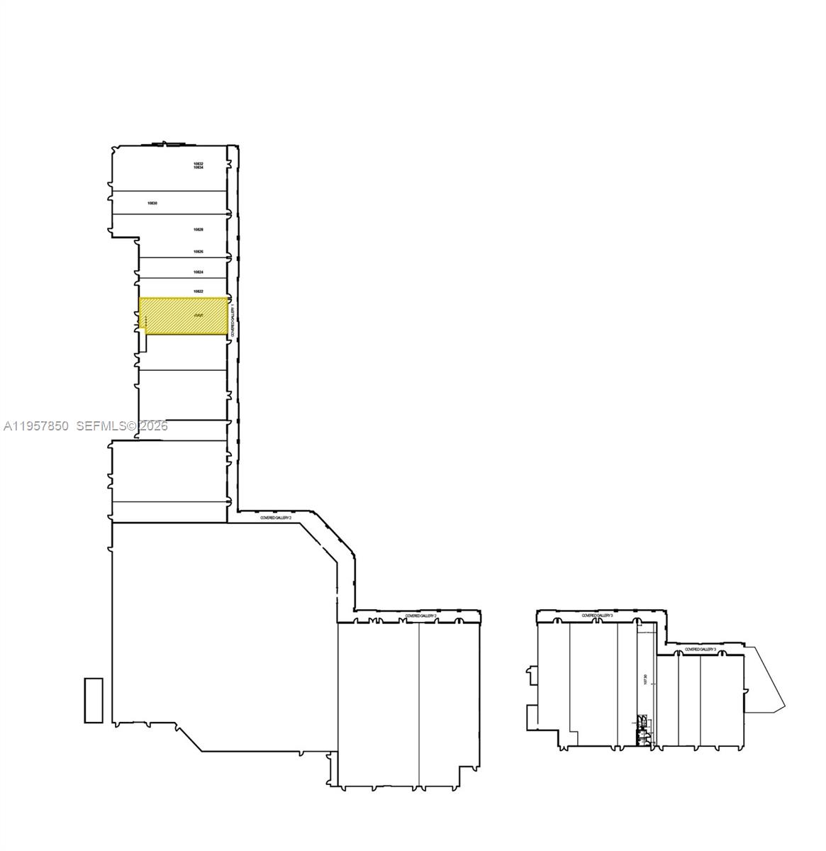 This is a floor plan showing the layout of a commercial building with multiple units — 10750 NW 58th St # 10820, Doral FL 33178, DORAL, FL