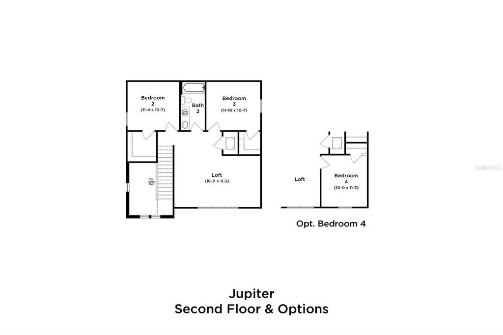 This floor plan shows the second level of a home with a loft and bedrooms — 436 LIBERTY BEND, HAINES CITY, FL