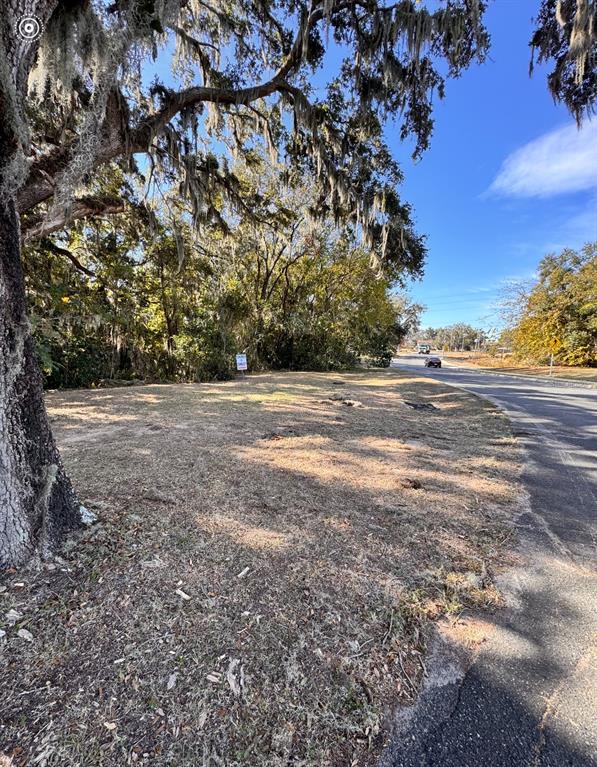 A vacant, grassy lot with large oak trees sits beside a paved road — OAK STREET, LADY LAKE, FL
