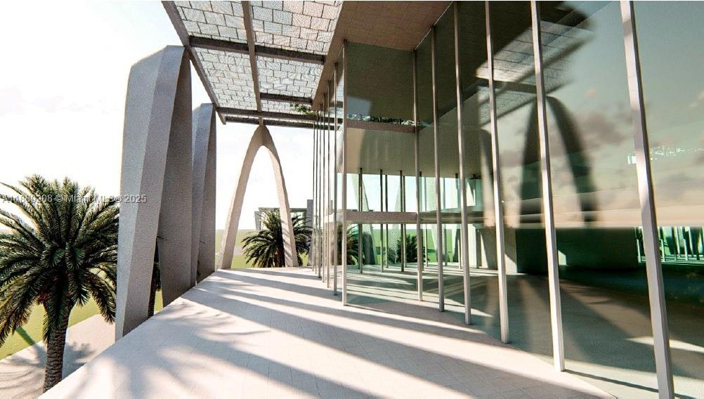 This is a digital rendering of a modern building exterior with arched supports and glass walls — 15015 NW 22nd Ave, Opa-Locka FL 33054, OPA-LOCKA, FL