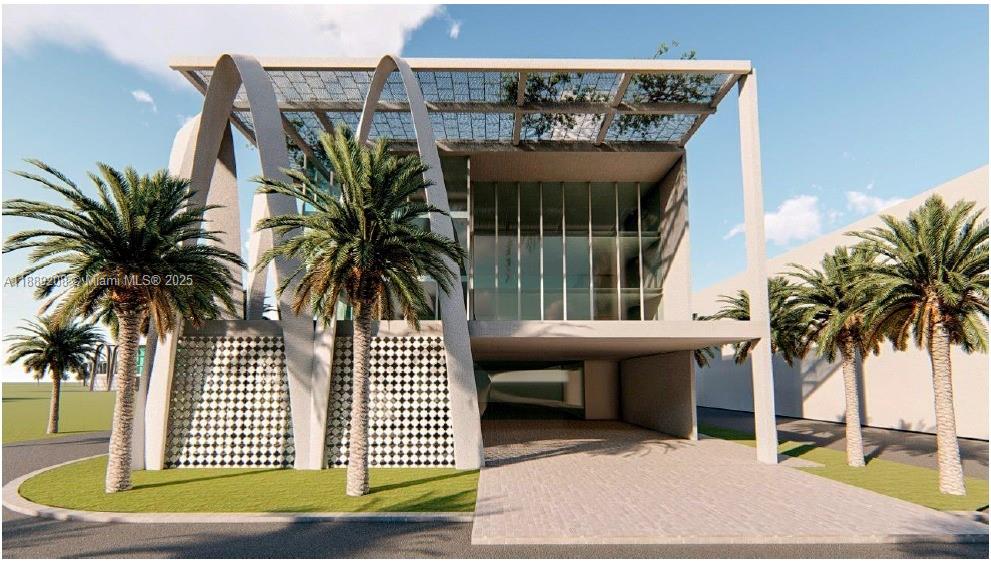 This architectural rendering shows a modern building with arched supports and a patterned facade — 15015 NW 22nd Ave, Opa-Locka FL 33054, OPA-LOCKA, FL