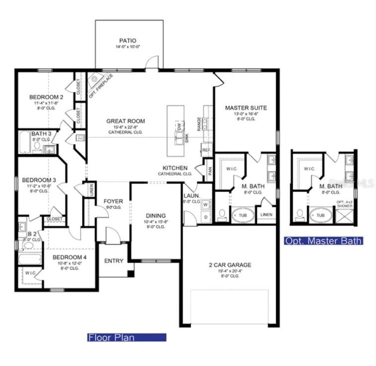 This floor plan shows a four-bedroom house with a great room, kitchen, and two-car garage — 5806 GARAFOLA AVENUE, NORTH PORT, FL