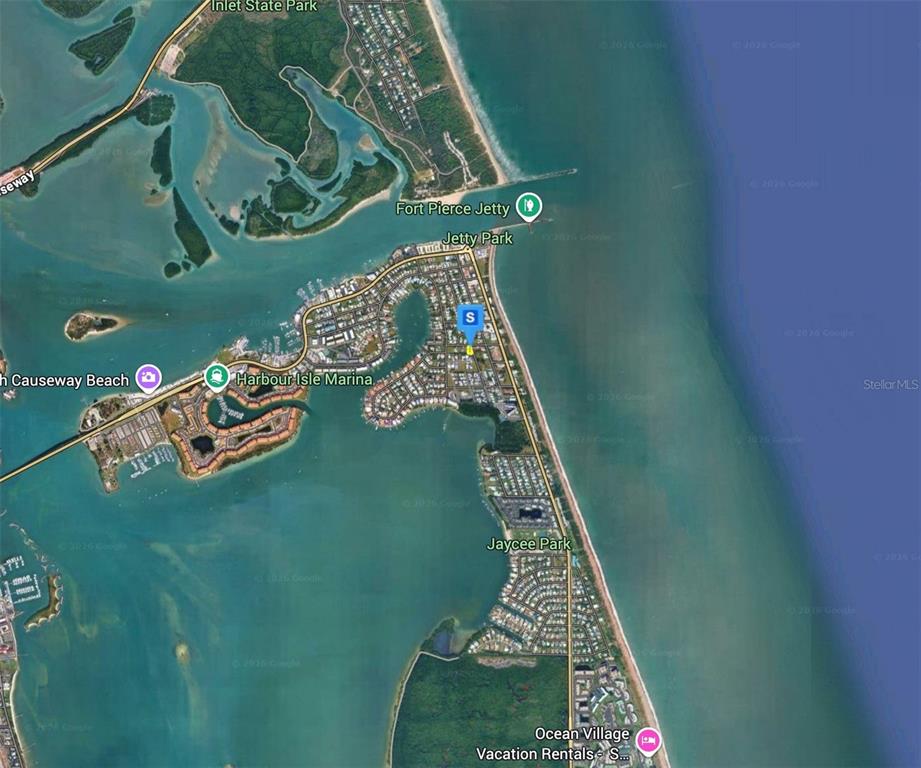 This is an aerial map view of the Fort Pierce area in Florida — 1715 PORPOISE AVENUE, FORT PIERCE, FL