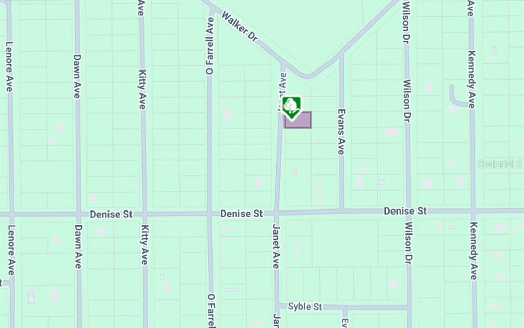 This is a map showing street layouts and a property location marked with a pin — LOT 3 JANET AVENUE, INTERLACHEN, FL