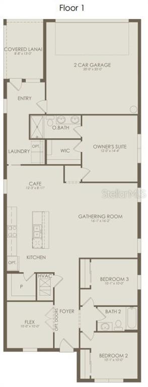 This is a floor plan for a single-story home featuring three bedrooms and a garage — 10740 LEAFY LAUREL STREET, ORLANDO, FL