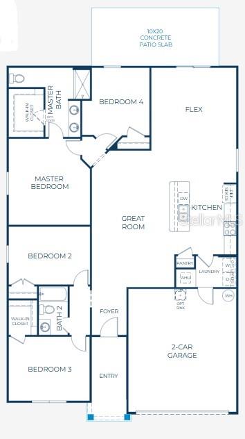 This is a floor plan for a single-story house with four bedrooms and a two-car garage — 7785 N KEYSTONE DRIVE, DUNNELLON, FL