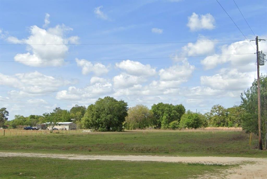 A grassy, open lot features scattered trees and a utility pole under a cloudy sky — 109 MAHOGANY LANE, INTERLACHEN, FL
