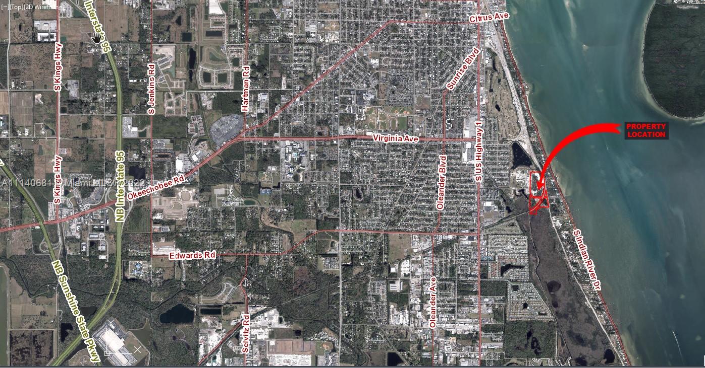 This is an aerial map showing the location of a property near the Indian River — 50 Savannah Rd, Fort Pierce FL 34982, FORT PIERCE, FL
