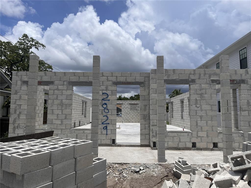 An exterior view of a residential construction site featuring concrete block walls and vertical columns — 2829 4TH AVENUE N, ST PETERSBURG, FL