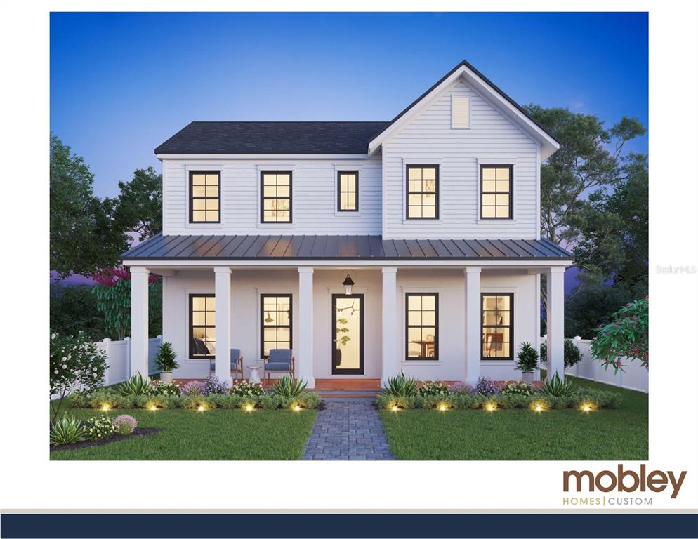 A digital rendering of a two-story white farmhouse with a front porch and black accents — 2829 4TH AVENUE N, ST PETERSBURG, FL