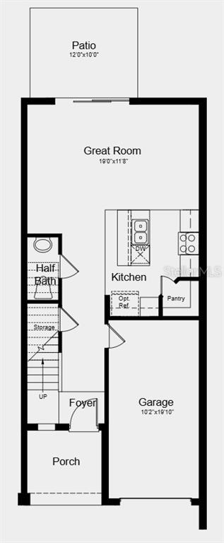 This is a floor plan for the first level of a home featuring a garage — 7203 GRAND FOREST WAY, NOKOMIS, FL