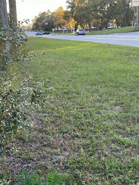 A grassy, undeveloped lot sits adjacent to a paved road with trees in the background — 1407 COURTLAND BOULEVARD, DELTONA, FL