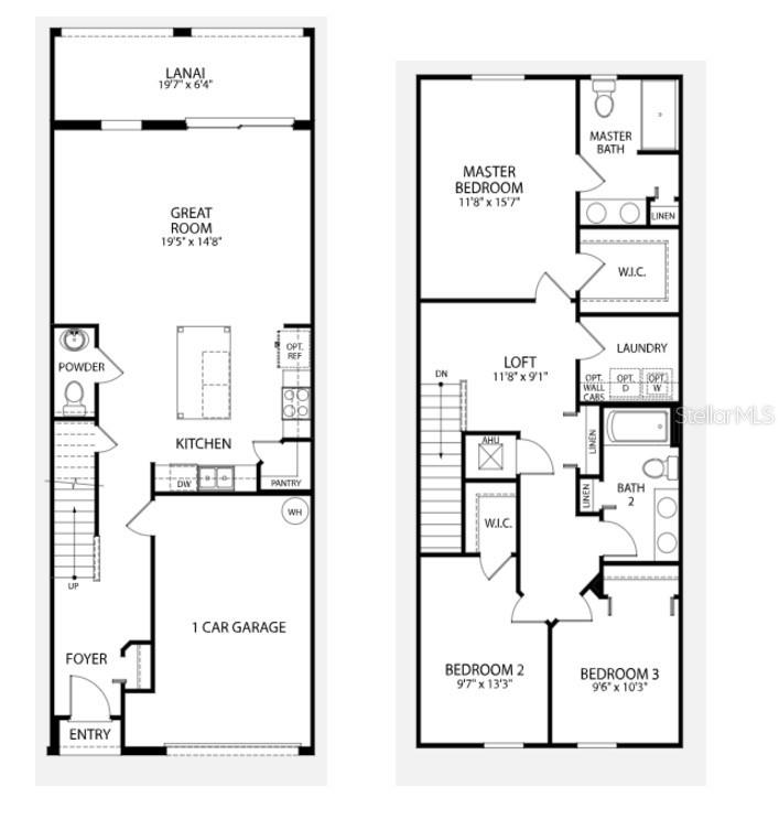 This floor plan shows a two-story home with a garage, kitchen, and loft area — 10667 IRONWOOD TREE WAY, SAN ANTONIO, FL
