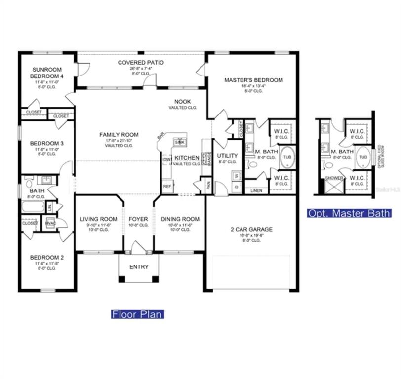 This is a floor plan for a single-story house with four bedrooms and a garage — 7852 HOWSER COURT, NORTH PORT, FL