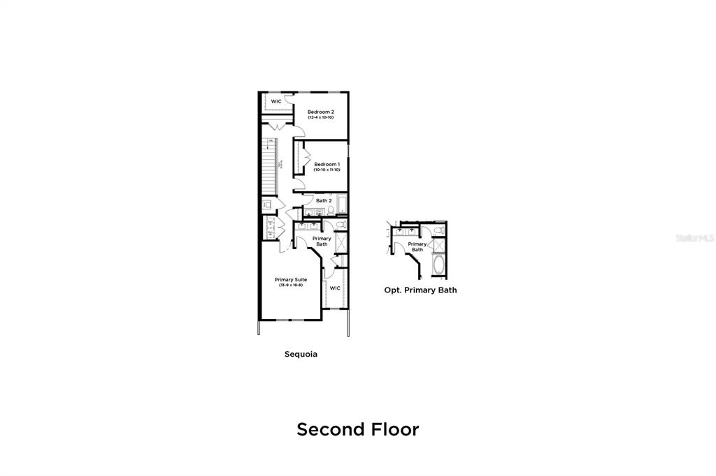 This is a floor plan of a home's second level featuring three bedrooms and bathrooms — 611 SILVER STREAM COURT, BRANDON, FL