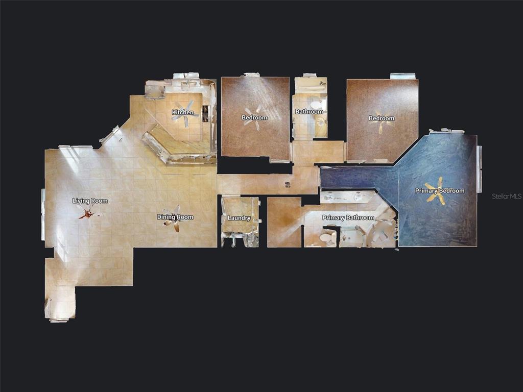 This is a 3D floor plan showing a home with a kitchen, living area, and bedrooms — 5300 S ATLANTIC AVENUE UNIT 9201, NEW SMYRNA BEACH, FL