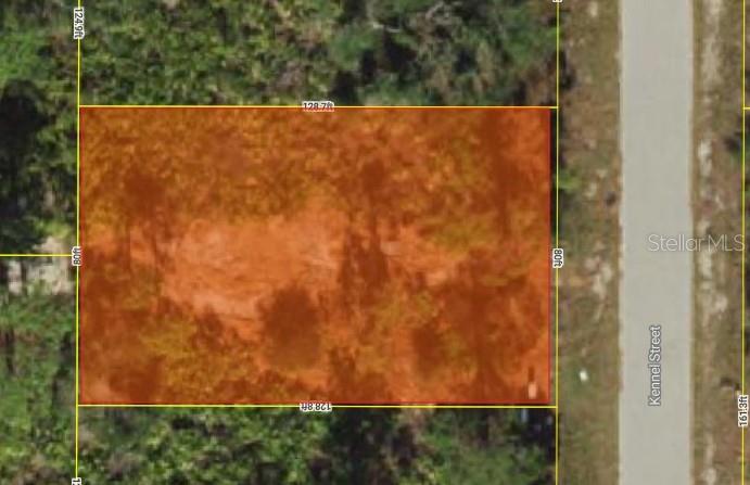 This is an aerial map showing a rectangular plot of land bordering Kennel Street — 4397 KENNEL STREET, PORT CHARLOTTE, FL