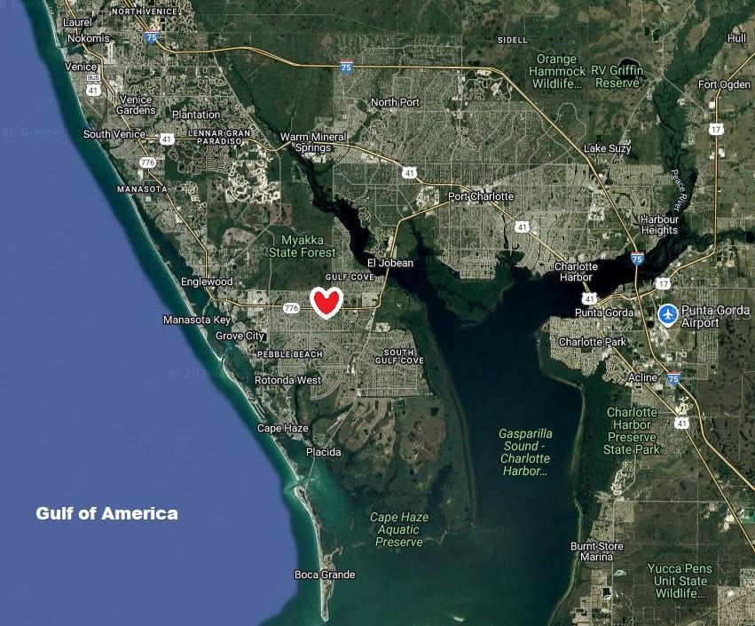 This is a map showing the area around Englewood and Port Charlotte, Florida — 7140 COVENTRY TERRACE, ENGLEWOOD, FL