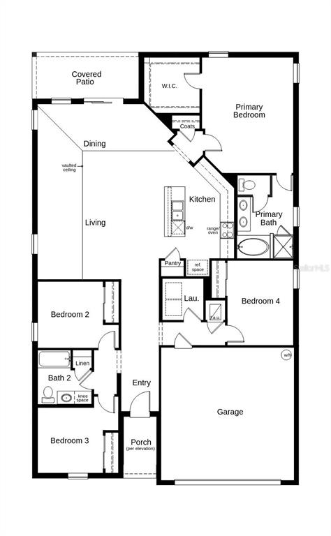 This is a floor plan for a single-story house with four bedrooms and a garage — 2816 GABION STREET, BARTOW, FL