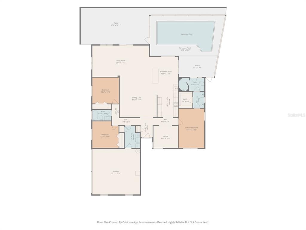 This is a floor plan of a house featuring a swimming pool and a garage — 4831 BLUE JAY CIRCLE, PALM HARBOR, FL