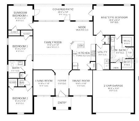 This is a floor plan for a single-story house with four bedrooms and a garage — 5268 DECKARD AVE., NORTH PORT, FL