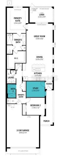This is a floor plan for a single-story home with a two-car garage — 18468 GREEN GARDEN COURT, VENICE, FL