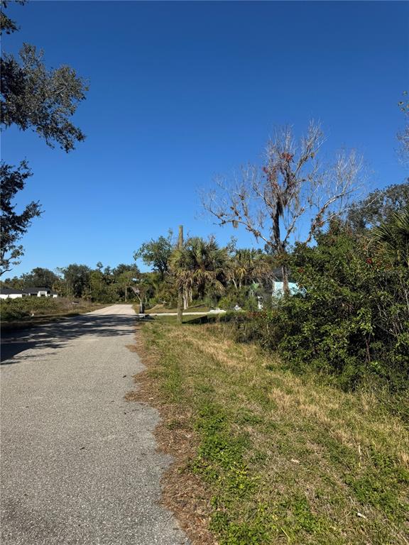 A paved road stretches past a grassy lot with trees and shrubs under a clear sky — 194 RAY STREET, PORT CHARLOTTE, FL