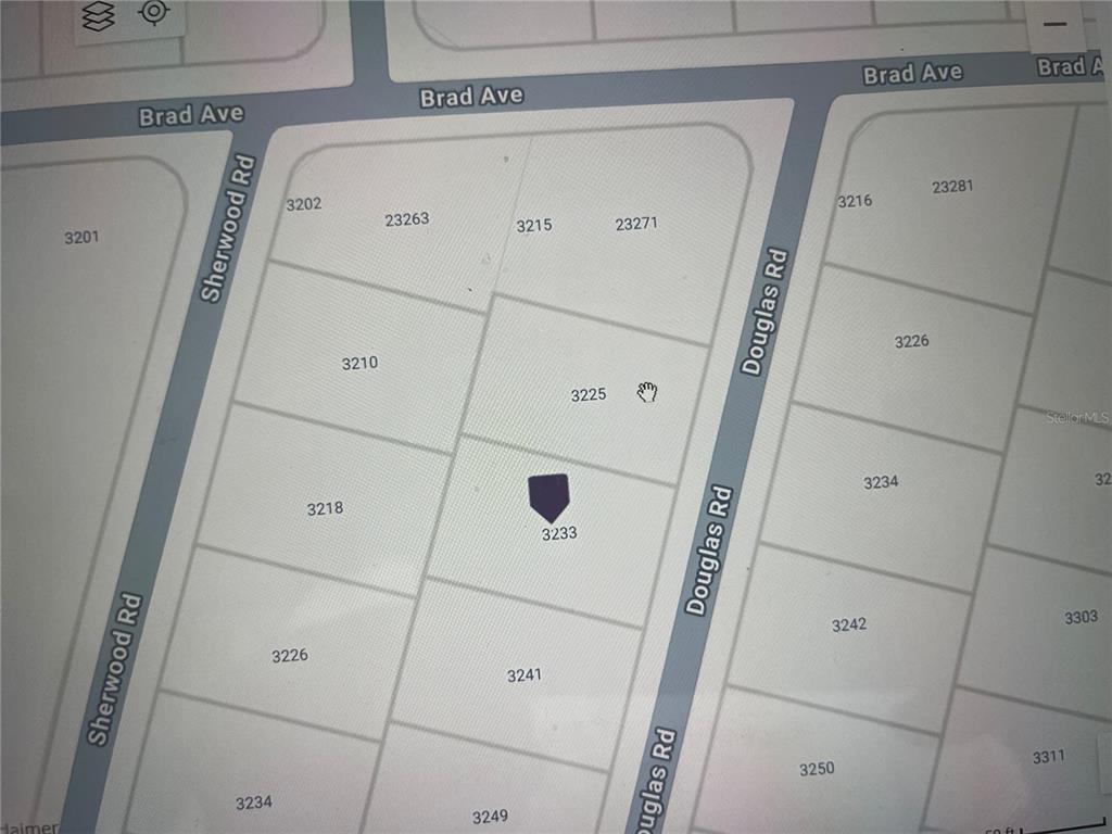 This is a digital map showing property lot lines and addresses along several streets — 3225 DOUGLAS ROAD, PORT CHARLOTTE, FL