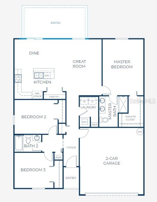 This is a floor plan for a three-bedroom, two-bathroom home with a two-car garage — 2802 W STRIBLIN DRIVE, CITRUS SPRINGS, FL