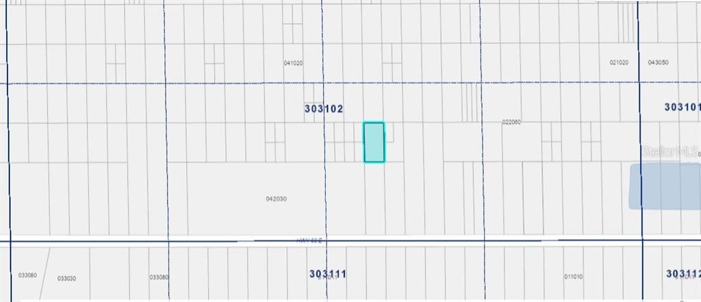 This is a property tax map showing a highlighted rectangular parcel of land — N/A, LAKE WALES, FL