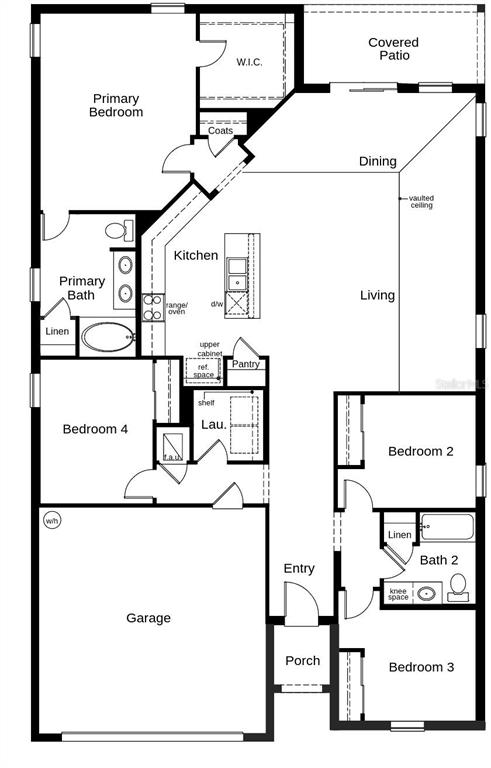 This is a floor plan for a single-story house with four bedrooms and a garage — 5531 CREEK HAVEN WAY, LAKELAND, FL