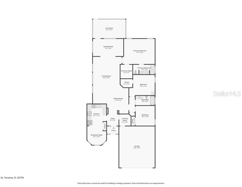 This is a floor plan for a single-story residential home with a garage — 6116 ARMADA STREET, TAVARES, FL