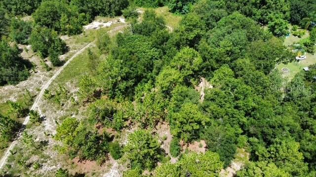 An aerial view shows a wooded lot with a dirt path and sparse vegetation — 4026 N ORANGE BLOSSOM TRAIL, MOUNT DORA, FL