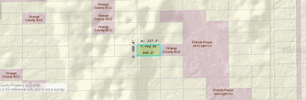 This is a map showing a highlighted rectangular parcel of land surrounded by other properties — DILL ROAD, ORLANDO, FL