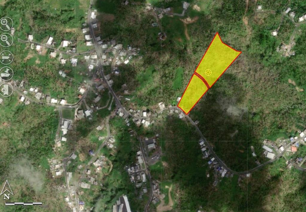 An aerial map shows a highlighted parcel of land situated near a road and vegetation — CAMINO MORCELO, SAN JUAN, PR