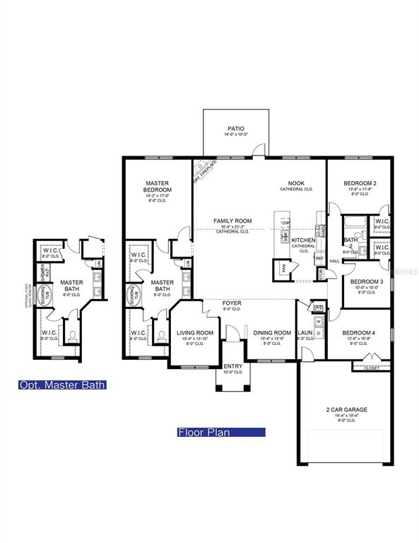 This is a floor plan for a single-story house with four bedrooms and a garage — 2564 W MUSTANG BOULEVARD, BEVERLY HILLS, FL