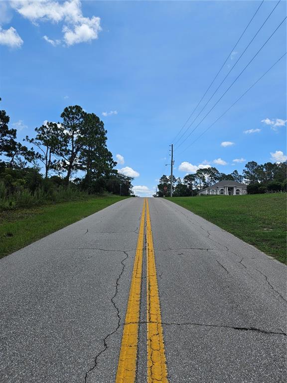 A paved road with double yellow lines leads toward a house in the distance — 12350 S ELM POINT, FLORAL CITY, FL