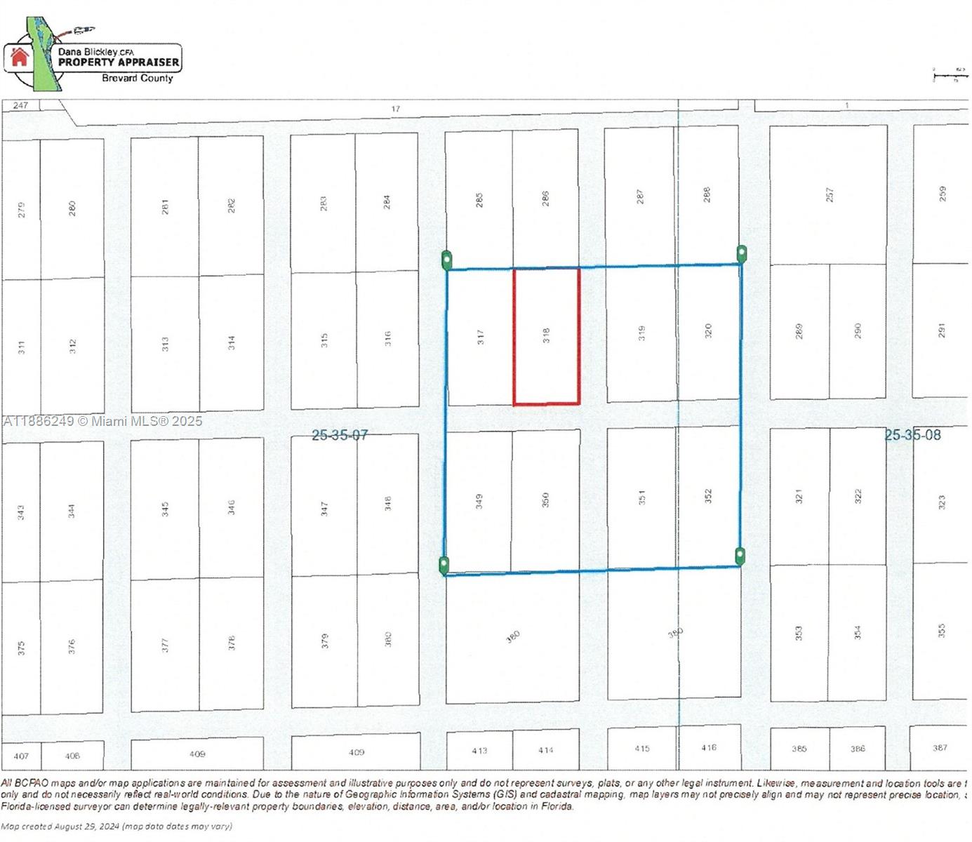 This is a property tax map showing parcel boundaries and lot numbers in Brevard County — OTHER CITY - IN THE STATE OF FLORIDA, FL