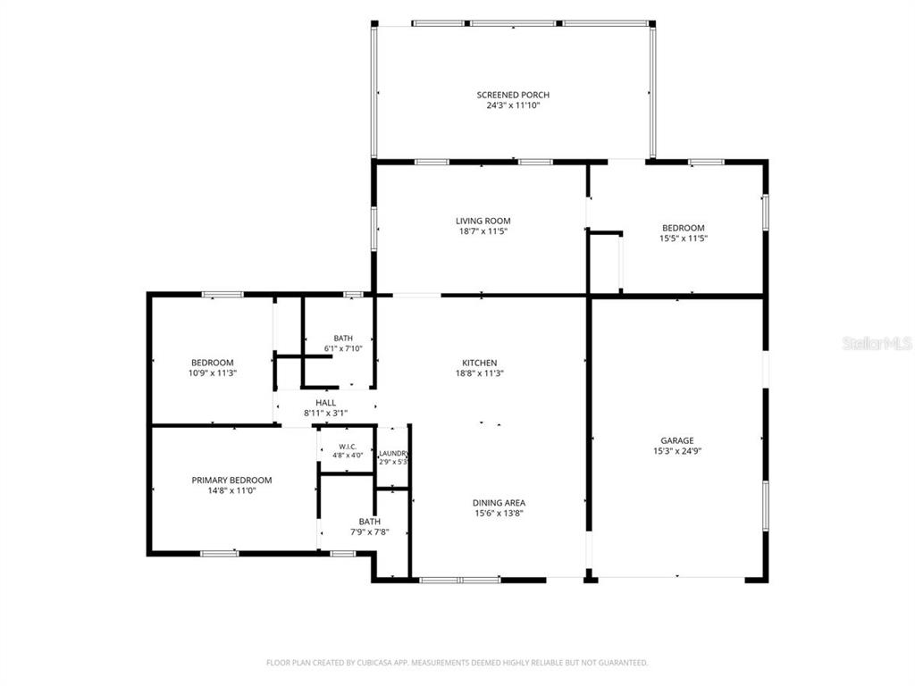 This is a floor plan showing a house with three bedrooms, a garage, and a porch — 13641 DRYSDALE AVENUE, PORT CHARLOTTE, FL