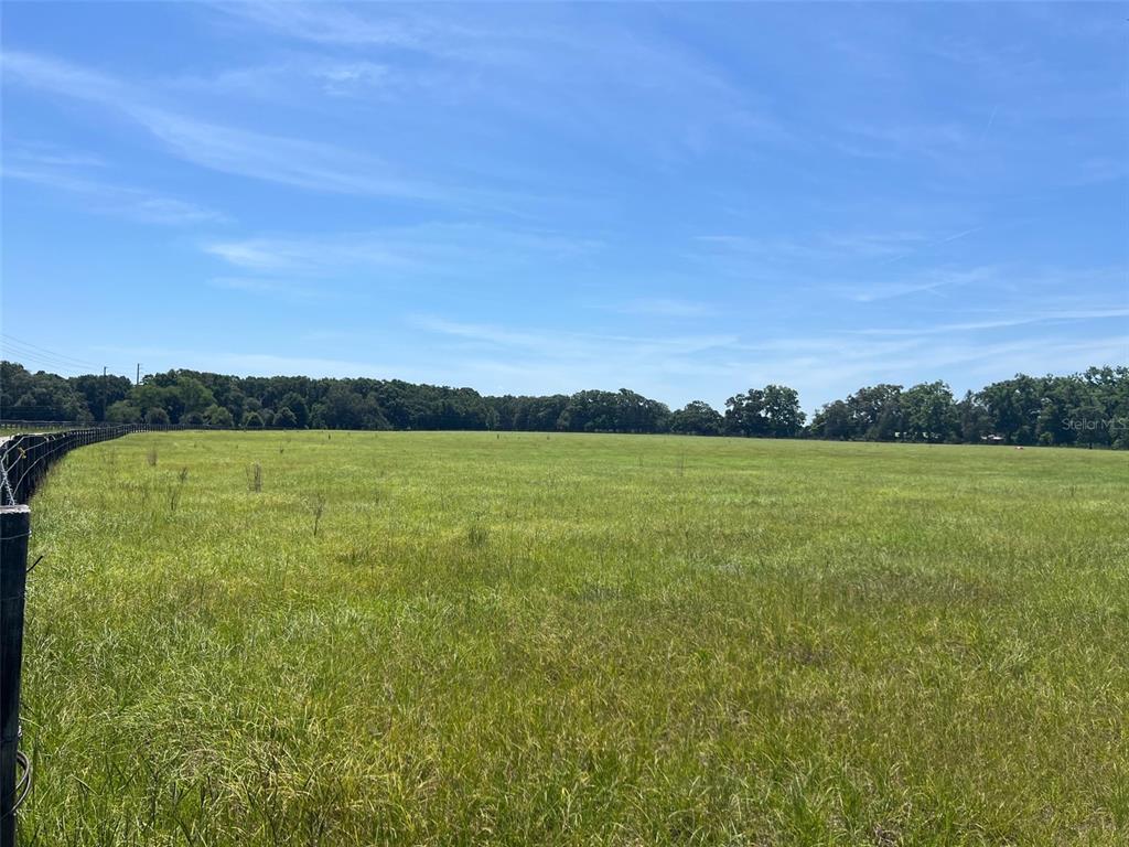 A wide, grassy field is bordered by a fence on the left and trees — 00 NW 165TH AVENUE, HIGH SPRINGS, FL