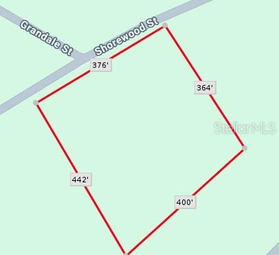 This is a map showing the property lines and dimensions of a vacant land parcel — 136 SHOREWOOD STREET, GEORGETOWN, FL