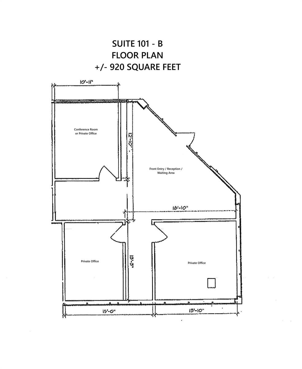 This is a floor plan for a 920-square-foot office suite with three private rooms — 631 Us-1 # 101, North Palm Beach FL 33408, NORTH PALM BEACH, FL