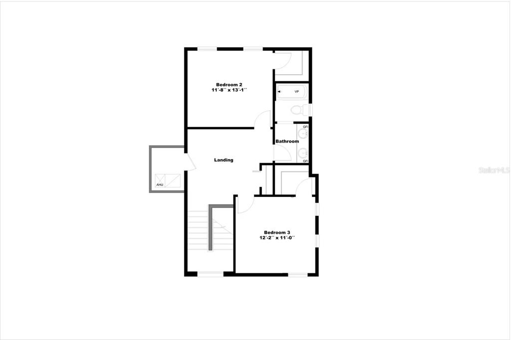 This is a floor plan showing two bedrooms, a bathroom, and a landing area — 286 ELENA LAVIN CIRCLE, ORLANDO, FL