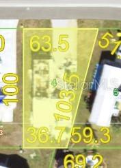 This is a property map showing the dimensions and boundary lines of a residential lot — 7527 SILAGE CIRCLE, PORT CHARLOTTE, FL