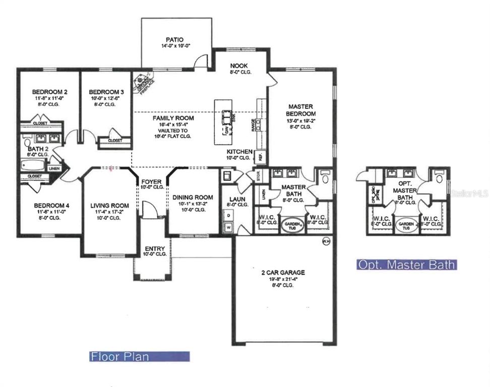 This is a floor plan for a single-story house with four bedrooms and a garage — 4086 SANTA ANA RD., NORTH PORT, FL